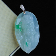端莊秀美緬甸老坑A貨冰種天然翡翠觀音掛件