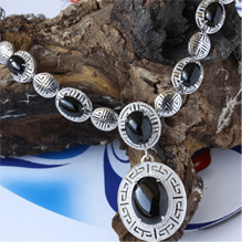 老坑玻璃種墨翠天然翡翠A貨玉項鏈/耳釘/情侶戒指套裝套鏈