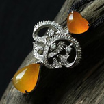 緬甸老坑冰種天然黃翡翠A貨18K白金天然鉆石玉吊墜圖