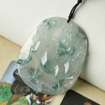 緬甸天然翡翠老坑冰種飄花A貨馬掛件 十二生肖吊墜圖