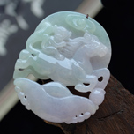 馬上封侯緬甸老坑糯種天然紫羅蘭翡翠A貨玉掛件圖