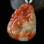 馬上封侯天然緬甸A貨翡翠冰糯種紅翡生肖馬猴掛件圖