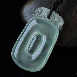 緬甸老坑天然A貨飄花冰玻種翡翠玉如意掛件圖