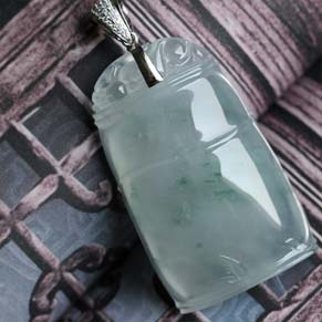 朱顏點染緬甸天然翡翠老坑冰種飄花玉竹節掛件 圖