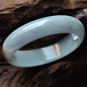 明凈嬌美緬甸天然冰糯種俏色黃翡手鐲 內徑59mm 圖