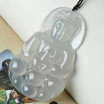 玉腕凝香緬甸老坑冰種天然翡翠A貨玉觀音掛件圖