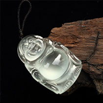 天然翡翠A貨玻璃種站佛掛件