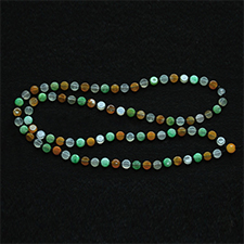 細膩光滑天然緬甸A貨翡翠老坑黃加綠三彩玉扁珠子項鏈