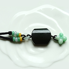 柳嬌花媚天然緬甸A貨老坑墨翠項鏈掛件