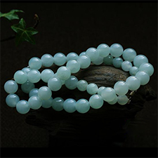 緬甸天然翡翠A貨老坑糯冰種翡翠玉項鏈-珠圓玉潤