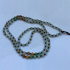 光彩奪目天然緬甸A貨翡翠老坑冰糯種三彩珠子項鏈