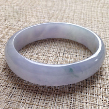 嫣然巧笑天然緬甸A貨翡翠老坑冰糯種紫羅蘭飄藍花貴妃手鐲57.6mm