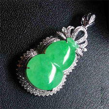 四季如春天然緬甸A貨翡翠老坑冰糯種陽綠鑲嵌玉葉掛件